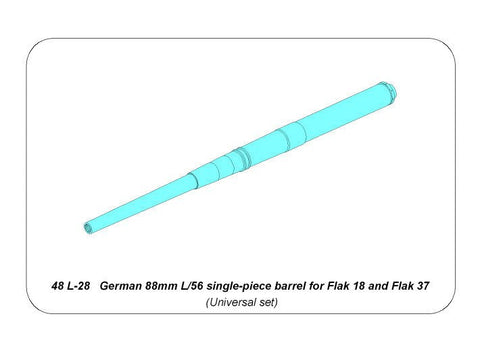 アベール 48L28 1/48 ドイツ 88mm L/56 Flak 36/ 37 高射砲用 ワンピース砲身