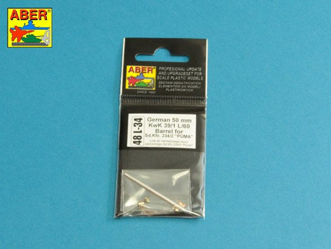 アベール 48L34 1/48 ドイツ Sd.kfz.234/2プーマ装甲車用 5cmKwk39/1 砲身