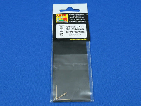 アベール 72L09 1/72 ドイツ ヴィルベルウィンド用 20ミリFLAK38対空砲砲身（4本）