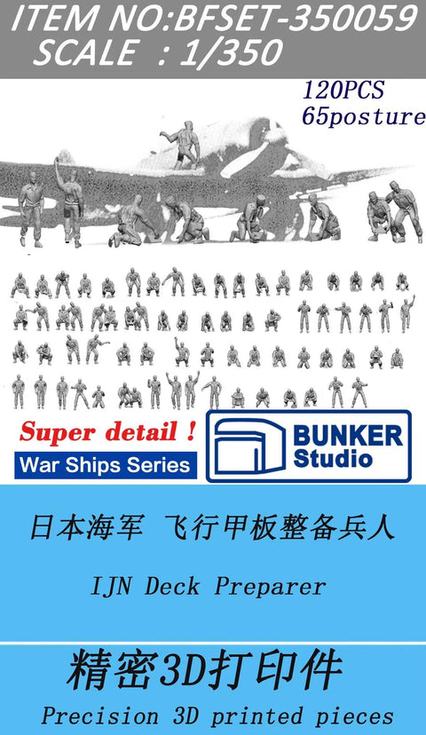 バンカースタジオ BFSET350059 1/350 WWII 日本海軍 航空母艦 甲板作業員 航空機発艦準備中(120体入り)