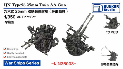 バンカースタジオ IJN35003 1/350 WWII 日本海軍 九六式25mm連装機銃 環型照準器(初期型)(10基入り)