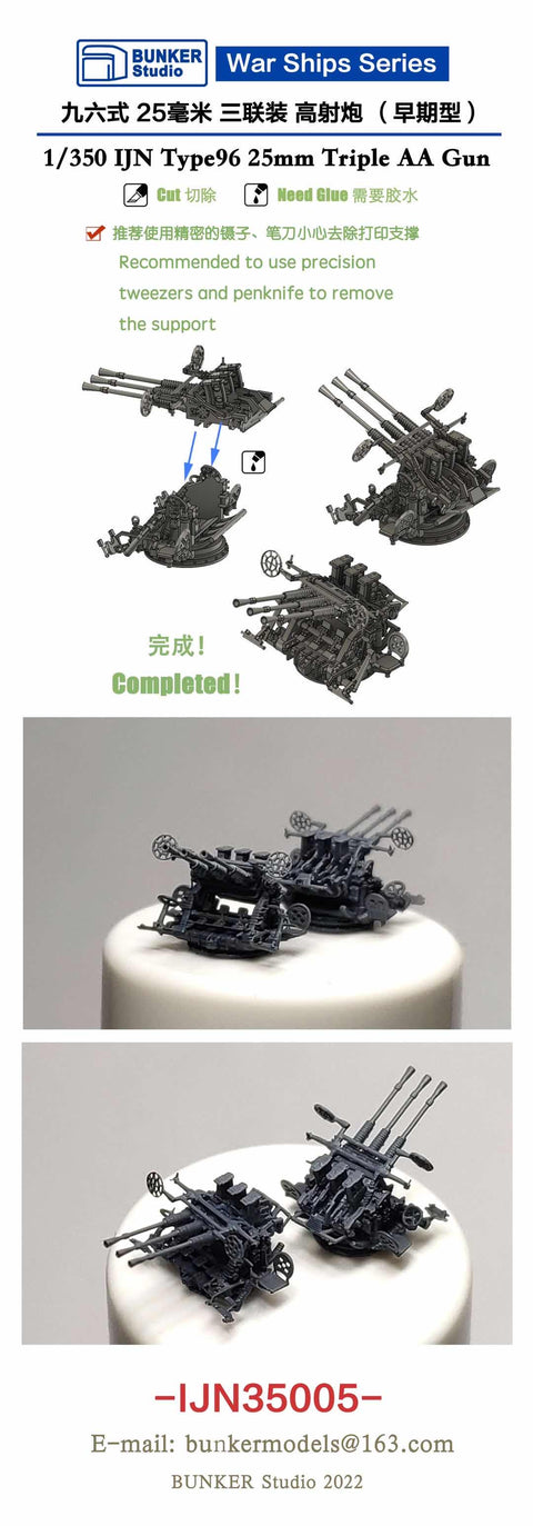バンカースタジオ IJN35005 1/350 WWII 日本海軍 九六式25mm三連装機銃 環型照準器(初期型)(10基入り)
