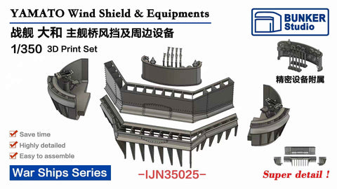 バンカースタジオ IJN35025 1/350 WWII 日本海軍 戦艦 大和 遮風装置&装備品セット(タミヤ78025用)