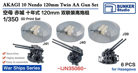 バンカースタジオ IJN35060 1/350 WWII日本海軍 航空母艦 赤城45口径十年式12cm連装高角砲 (ハセガワ用)