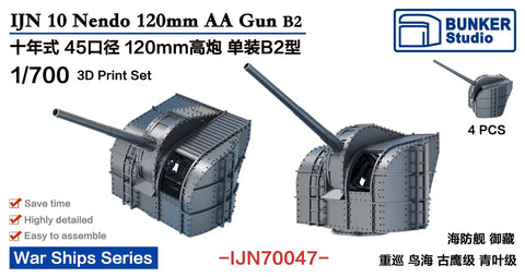 バンカースタジオ IJN70047 1/700 WWII日本海軍 45口径十年式12cm単装高角砲B2型(鳥海/古鷹/青葉型用)