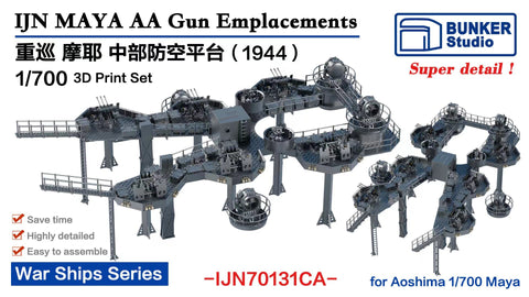 バンカースタジオ IJN70131CA 1/700 WWII日本海軍 重巡洋艦 摩耶 中央部 対空機銃甲板セット 1944年(アオシマ用)