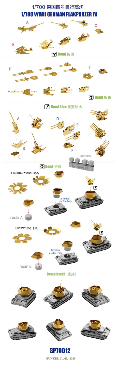 バンカースタジオ SP70012 1/700 WWIIドイツ IV号対空戦車 オストヴィント,ヴィルベルヴィント
