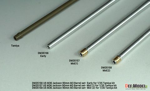 DEFモデル DM35158 1/35 アメリカ M36 ジャクソン 90mm M3 金属砲身セット- 中期型(2) (タミヤ用)