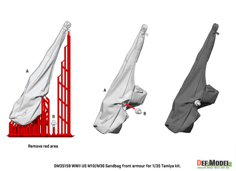 DEFモデル DM35159 1/35 アメリカ M10/M36 フロントサンドバッグアーマーセット (タミヤ用) -中期型