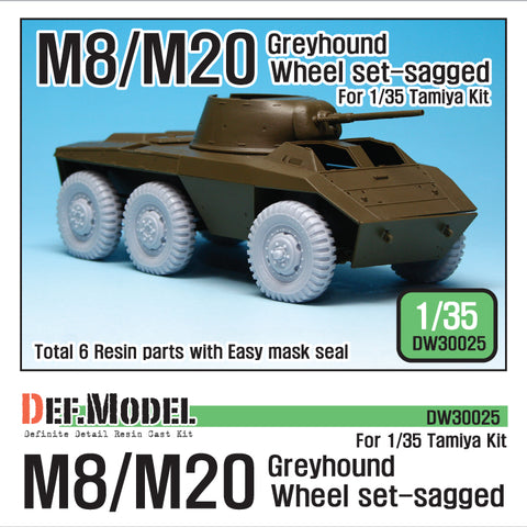 DEFモデル DW30025 1/35 アメリカ M8/M20 グレイハウンド 自重変形ホイールセット (タミヤ用)
