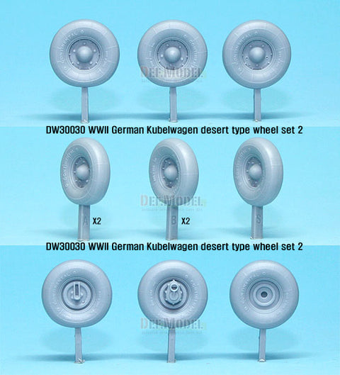 DEFモデル DW30030 1/35 ドイツ VW デザートタイプ ホイールセット2 (タミヤ用)