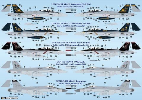 DXM 61-4277 1/48 アメリカ海軍 F/A-18E/F スーパーホーネット VFA-31/32/41/97/213 デカールセット