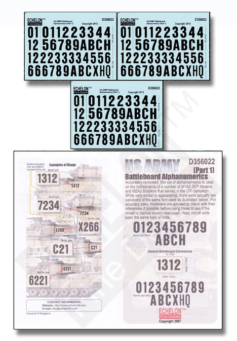 エシュロン D356022 1/35 アメリカ陸軍 OIF 戦闘盤の英数字（パート 1）