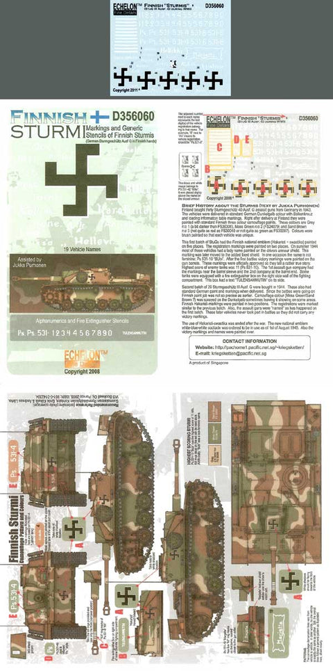 エシュロン D356060 1/35 フィンランド軍のIII号突撃砲マーキングと汎用ステンシル Sturmi