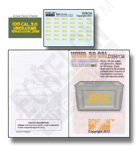 エシュロン D356134 1/35 第二次世界大戦の.50口径弾薬箱のラベル（5枚）