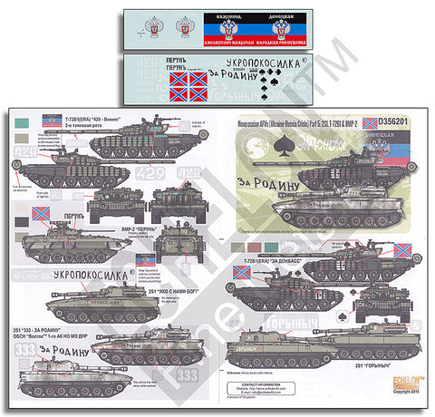 エシュロン D356201 1/35 ノヴォロシア連邦のAFV(ウクライナ・ロシア危機)Part.5:T-72B1(ERA)&BMP-2&2S1グヴォージカ