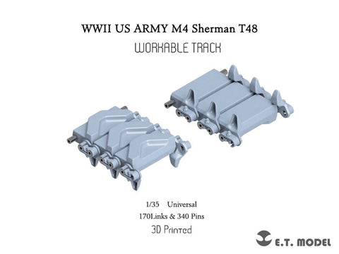 ETモデル P35-081 1/35 WWII アメリカ軍 M4 シャーマン T48 ワークブル履帯(3Dプリント)