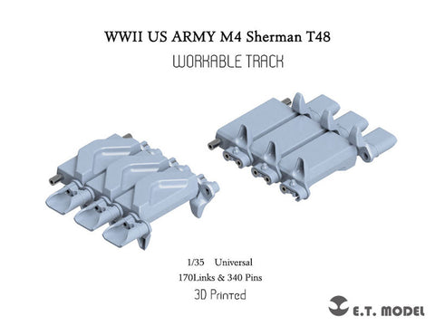 ETモデル P35-083 1/35 WWII アメリカ軍 M4 シャーマン T48 w/duck bill（Type 2） ワークブル履帯(3Dプリント)