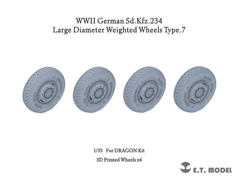 E.T.モデル P35-107 1/35 WWII ドイツ重装甲車Sd.Kfz.234用大径ホイール自重変形タイヤ タイプ7(ドラゴン用)