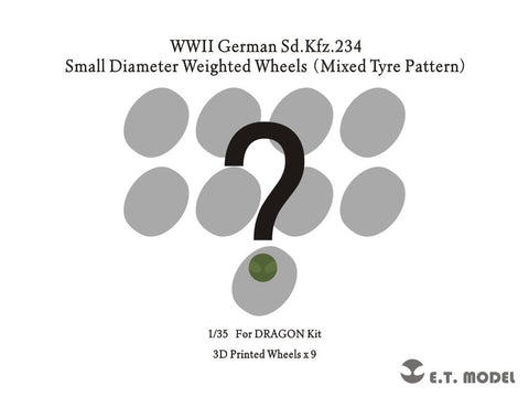 ETモデル P35-110A 1/35 WWII ドイツ Sd.Kfz.234 小径加重ホイール (混合タイヤパターン) (ドラゴン用)