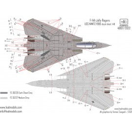 HADモデル 48197/2023 1/48 F-14A VF-84 ジョリーロジャース 1986 低視認性デカールシート ステンシル付き  再版