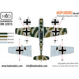 HADモデル DW-32015 1/32 メッサーシュミット BF 109 E-1 (ホワイト9) デカールシート