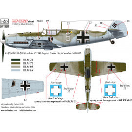 HADモデル DW-48015 1/48 メッサーシュミット Bf 109 E-1; E-2;E-3 デカールシート