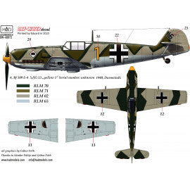HADモデル DW-48015 1/48 メッサーシュミット Bf 109 E-1; E-2;E-3 デカールシート