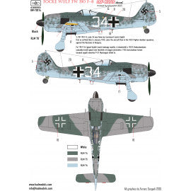 HADモデル DW-72014 1/72 FW 190 F-8 (グリーンC, ブラック2, ホワイト34) デカールシート