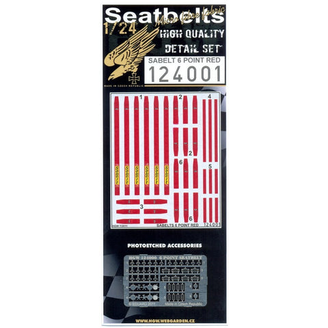 HGW 124001 1/24 サベルト レッド - 6ポイント 3x racing safety seat belts