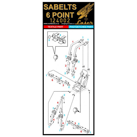 HGW 124002 1/24 サベルト ブルー - 6ポイント 3x racing safety seat belts