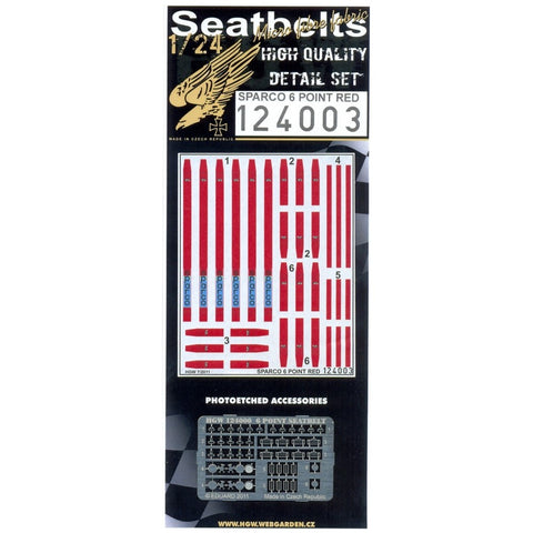 HGW 124003 1/24 スパルコ レッド - 6ポイント 3x racing safety seat belts