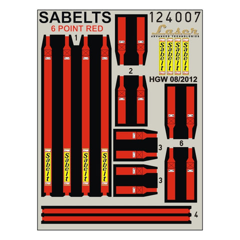 HGW 124007 1/24 サベルト レッド - 6ポイント pre-cut (laser) | 2x racing safety seat belts