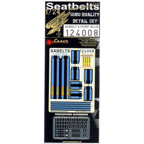 HGW 124008 1/24 サベルト ブルー - 6ポイント pre-cut (laser) | 2x racing safety seat belts