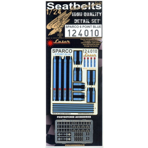 HGW 124010 1/24 スパルコ ブルー - 6ポイント pre-cut (laser) | 2x racing safety seat belts