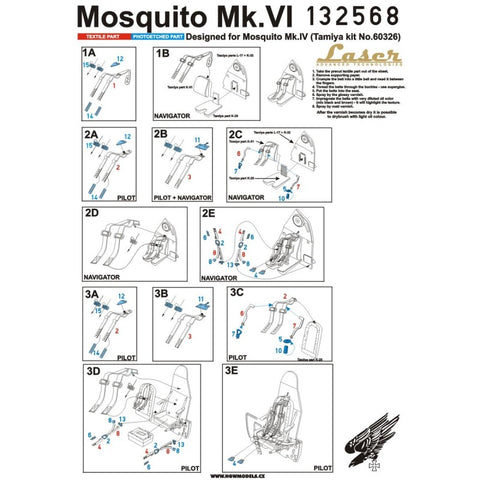 HGW 132568 1/32 モスキート Mk.VI シートベルト pre-cut (laser) | タミヤ用
