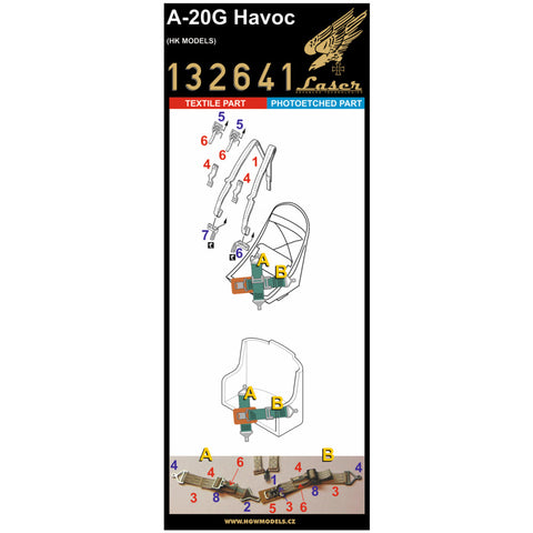 HGW 132641 1/32 A-20G HAVOC シートベルト pre-cut (laser) | HKモデル用