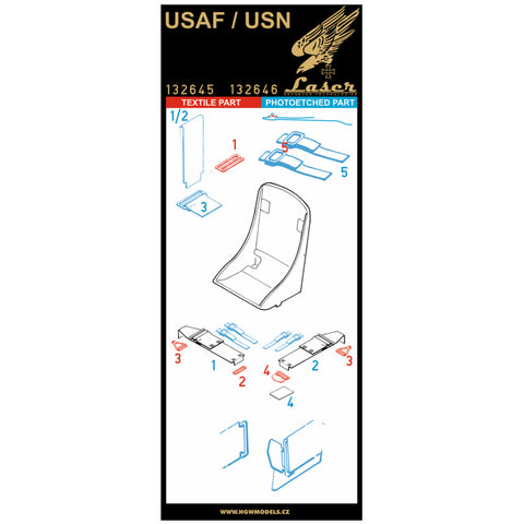 HGW 132646 1/32 USAF / USN 初期型 (グリーン) シートベルト pre-cut (laser)
