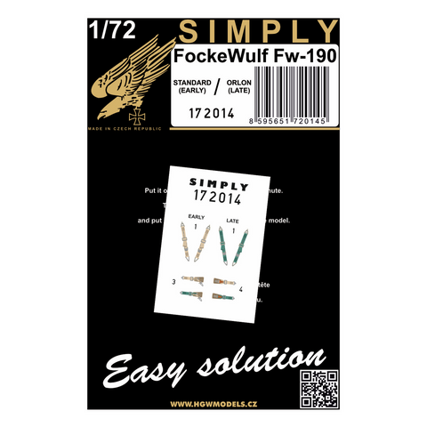 HGW 172014 1/72 フォッケウルフ Fw 190 (初期型 / 後期型) "Simply" Edition - Relief Print
