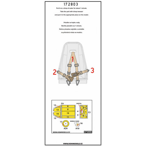 HGW 172803 1/72 Bf109E-3 BASIC LINE: seatbelts + masks | Tamiya