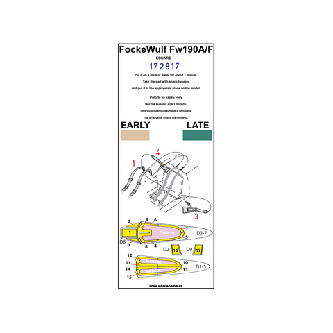 HGW 172817 1/72 フォッケウルフ Fw190A/F BASIC LINE: seatbelts + masks | Eduard