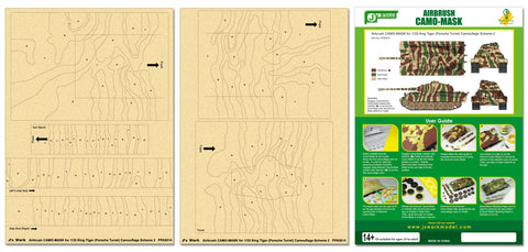 J's Work PPA5014 エアブラシ用迷彩マスキング 1/35 キングタイガー (ポルシェ砲塔) カモフラージュ 2