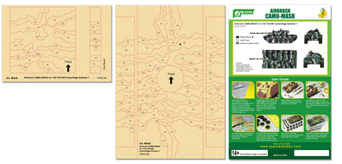 J's Work PPA5165 エアブラシ用迷彩マスキング 1/35 T55 AM カモフラージュ 1