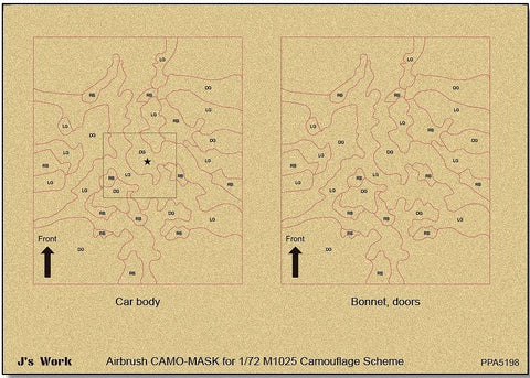 J's Work PPA5198 エアブラシ用迷彩マスキング 1/72 M1025 カモフラージュスキーム