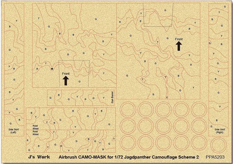 J's Work PPA5203 エアブラシ用迷彩マスキング 1/72 ヤークトパンサー カモフラージュスキーム 2