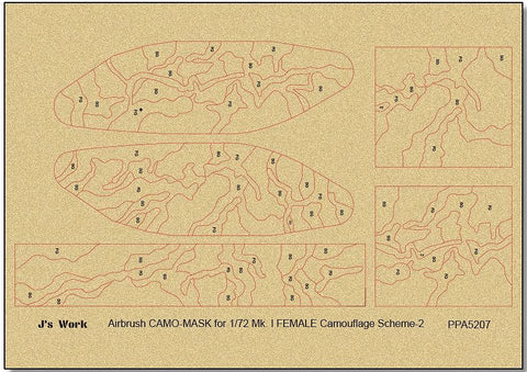 J's Work PPA5207 エアブラシ用迷彩マスキング 1/72 Mk. I カモフラージュスキーム 2