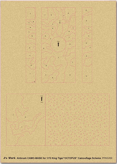 J's Work PPA5209 エアブラシ用迷彩マスキング 1/72 キングタイガー "オクトパス" カモフラージュスキーム