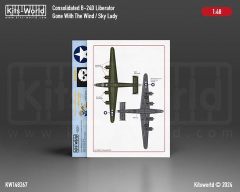キッツワールド KW148267 1/48 B-24Dリベレーター Gone with the Wind/Sky Lady B-24D-25-CO リベレーター 41-24286、「風と共に去りぬ」第 400 爆撃隊…