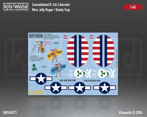 キッツワールド KW148271 1/48 B-24Jリベレーター Miss Jolly Roger/Booby Trap B-24J-190-CO リベレーター44-40193「ミス ジョリー ロジャー」第21戦闘航空団…
