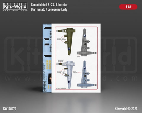 キッツワールド KW148272 1/48 B-24Jリベレーター Ole’ Tomato/Lonesome Lady B-24J -90-CO リベレーター 42-100291 オーレトマト 第33戦車連隊.第22爆撃群